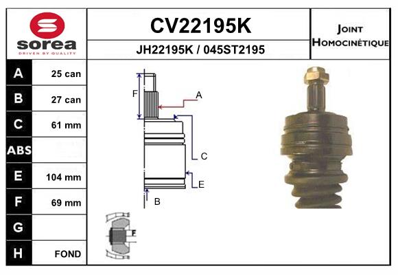 Set articulatie, planetara CV22195K EAI