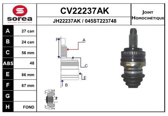 Set articulatie, planetara CV22237AK EAI