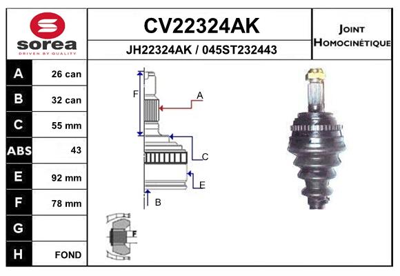 Set articulatie, planetara CV22324AK EAI