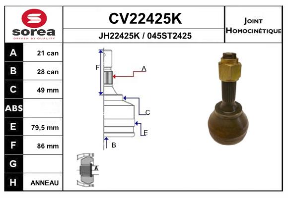 Set articulatie, planetara CV22425K EAI