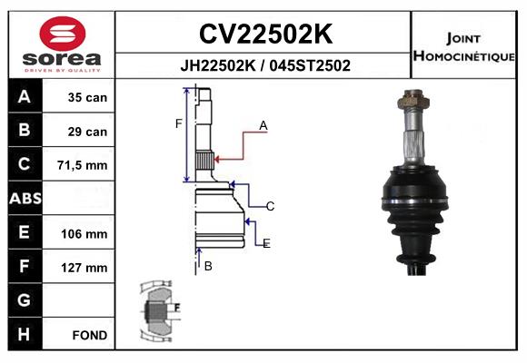 Set articulatie, planetara CV22502K EAI