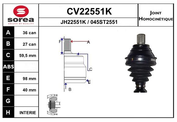 Set articulatie, planetara CV22551K EAI