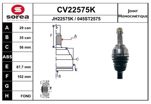 Set articulatie, planetara CV22575K EAI