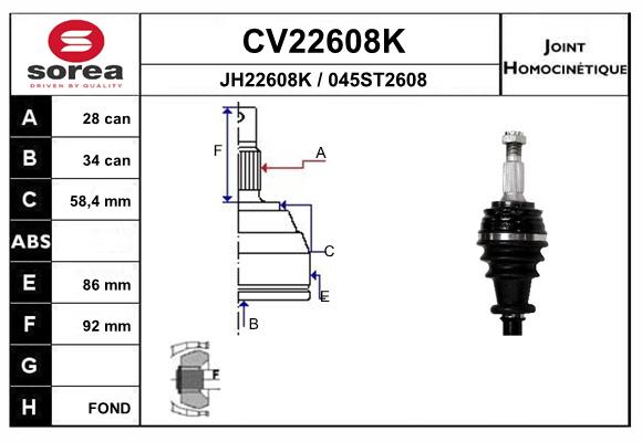 Set articulatie, planetara CV22608K EAI