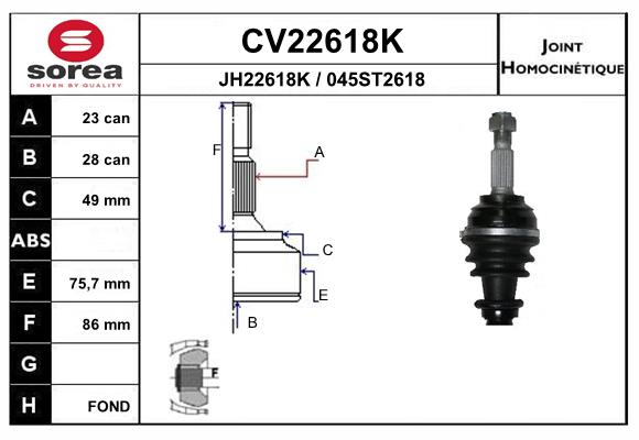 Set articulatie, planetara CV22618K EAI