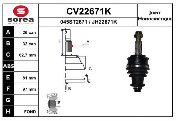 Set articulatie, planetara CV22671K EAI