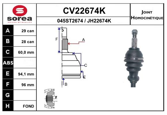 Set articulatie, planetara CV22674K EAI