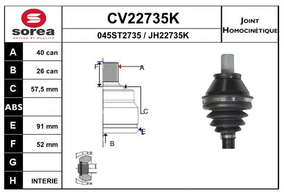 Set articulatie, planetara CV22735K EAI