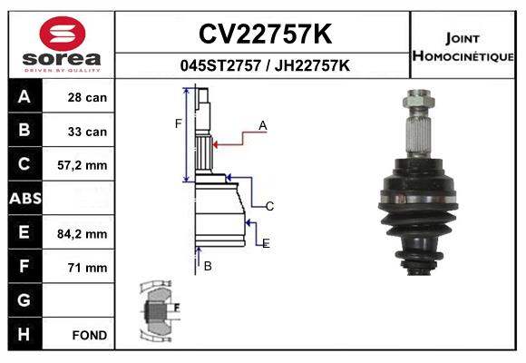 Set articulatie, planetara CV22757K EAI