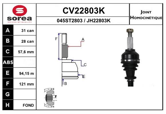 Set articulatie, planetara CV22803K EAI