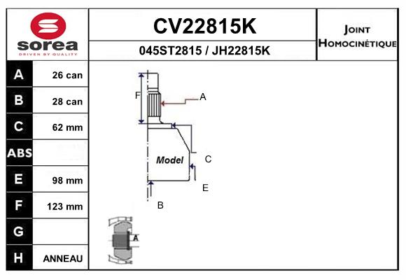 Set articulatie, planetara CV22815K EAI