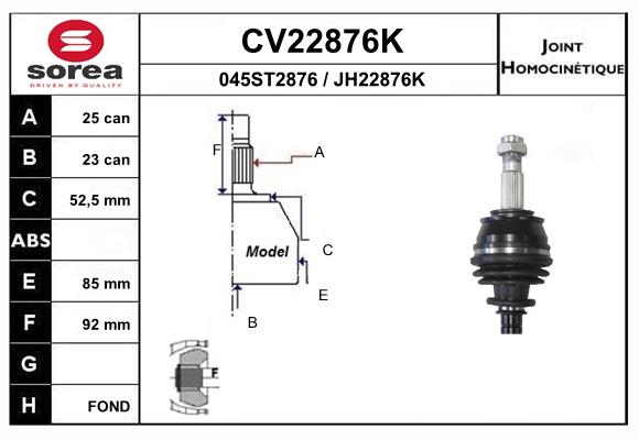 Set articulatie, planetara CV22876K EAI