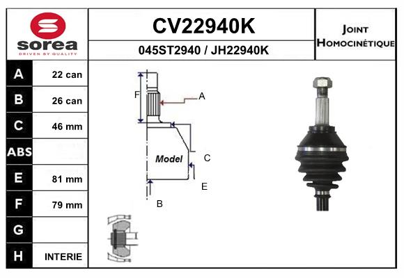 Set articulatie, planetara CV22940K EAI