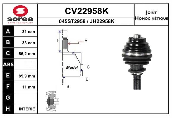 Set articulatie, planetara CV22958K EAI
