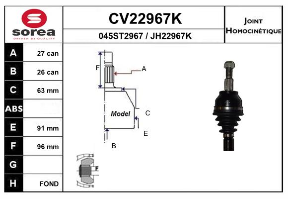 Set articulatie, planetara CV22967K EAI