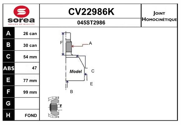 Set articulatie, planetara CV22986K EAI