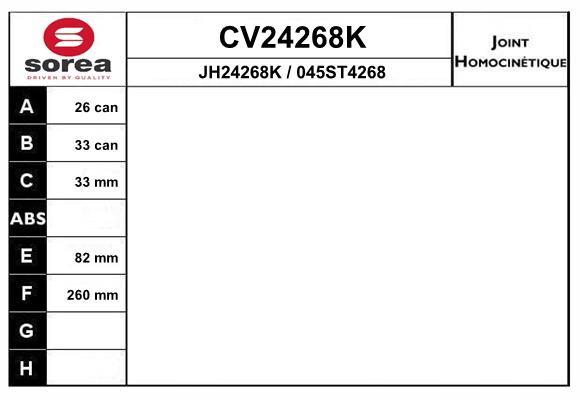 Set articulatie, planetara CV24268K EAI