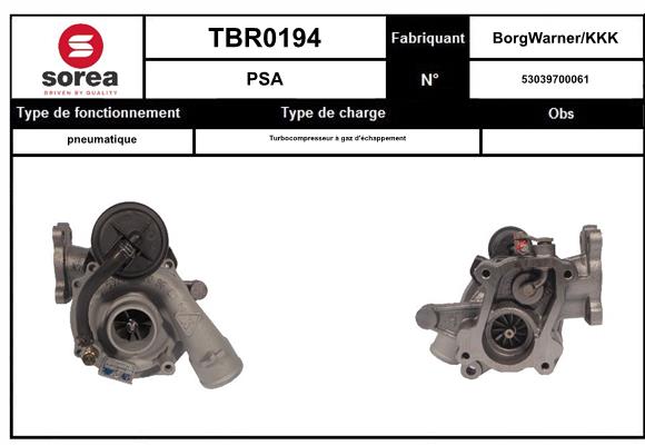 Compresor,sistem de supraalimentare TBR0194 EAI