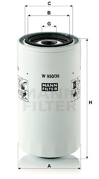 Filtru ulei W 950/36 MANN-FILTER