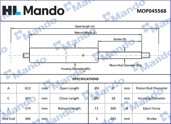 Amortizor portbagaj MOP045568 MANDO