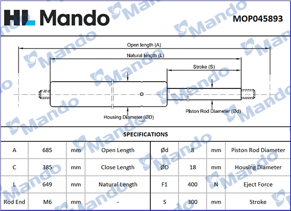 Amortizor portbagaj MOP045893 MANDO