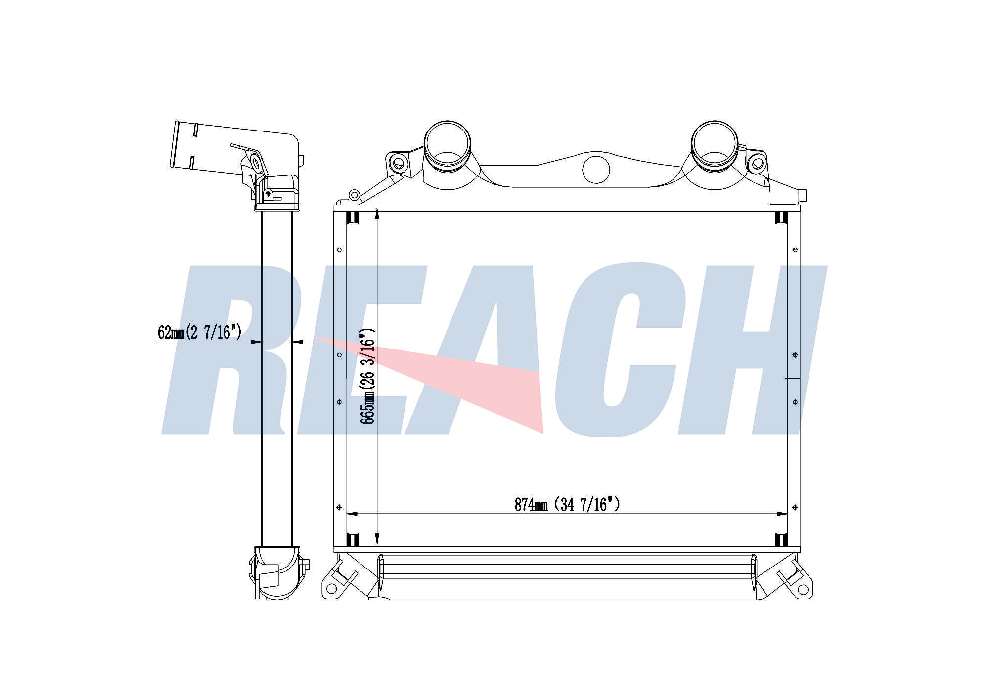 Intercooler, compresor 1.61.1665.2L REACH