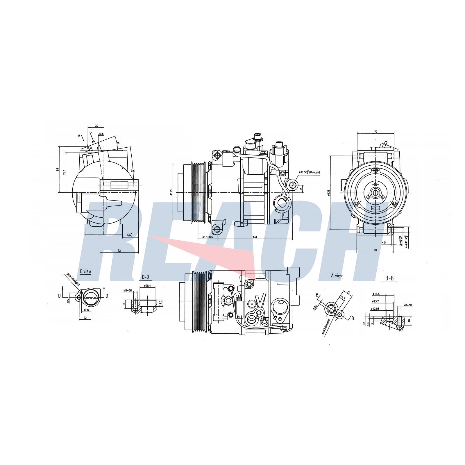 Compresor, climatizare 1.74.21636 REACH