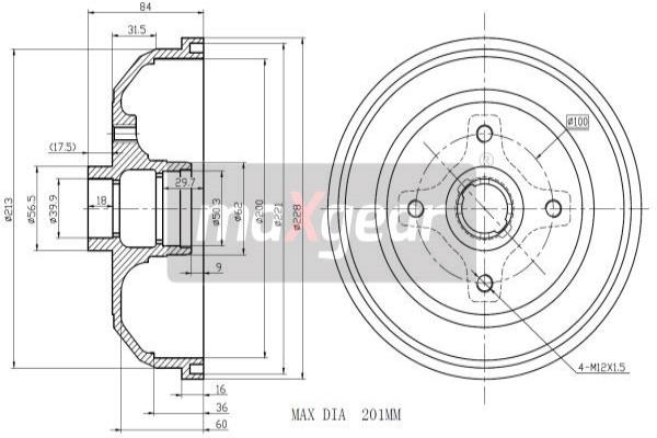 Tambur frana 19-0834 MAXGEAR