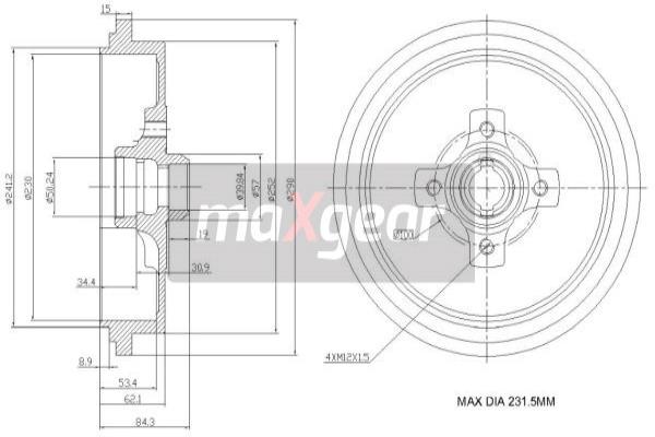 Tambur frana 19-0835 MAXGEAR