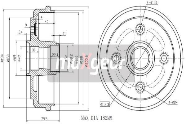 Tambur frana 19-1041 MAXGEAR