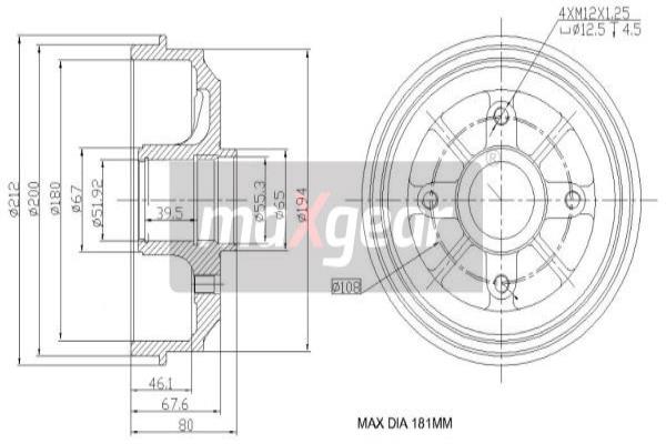 Tambur frana 19-1042 MAXGEAR