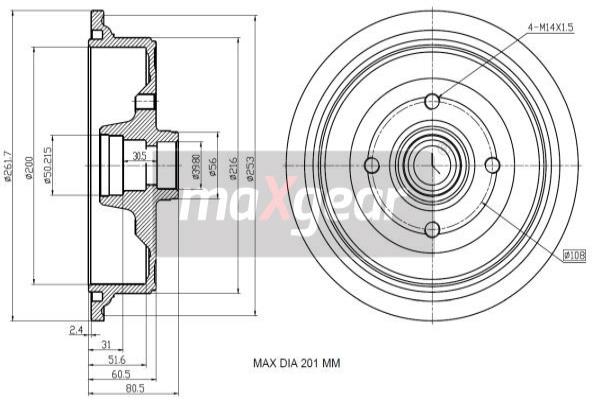 Tambur frana 19-1348 MAXGEAR