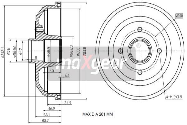 Tambur frana 19-2180 MAXGEAR