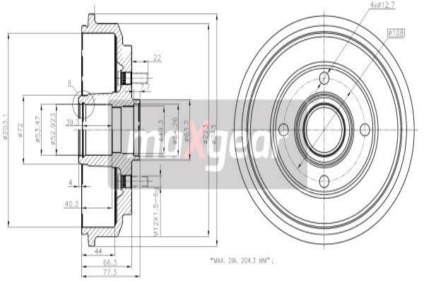 Tambur frana 19-2316 MAXGEAR