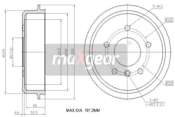 Tambur frana 19-3185 MAXGEAR