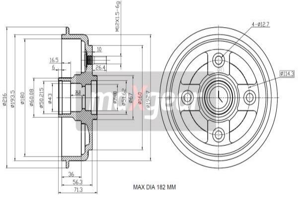 Tambur frana 19-3195 MAXGEAR