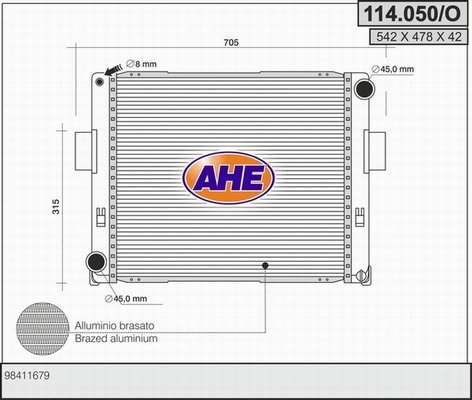 Radiator, racire motor 114.050/O AHE
