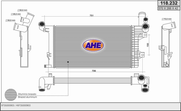 Radiator, racire motor 118.232 AHE