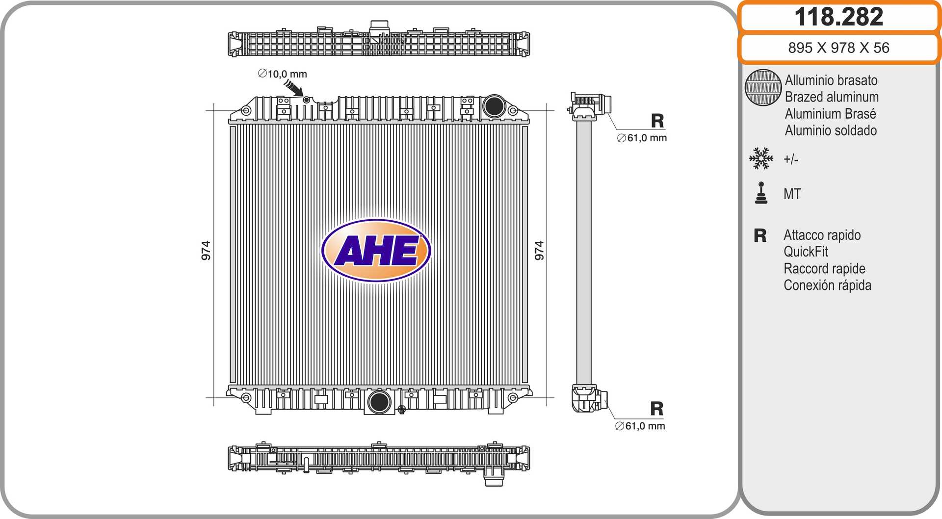 Radiator, racire motor 118.282 AHE