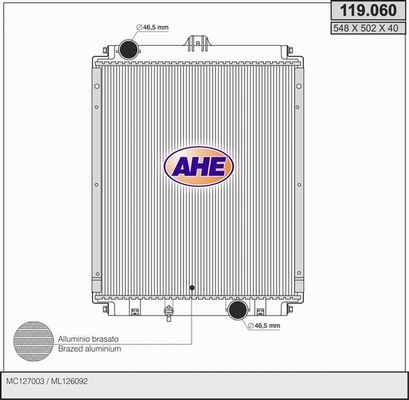 Radiator, racire motor 119.060 AHE