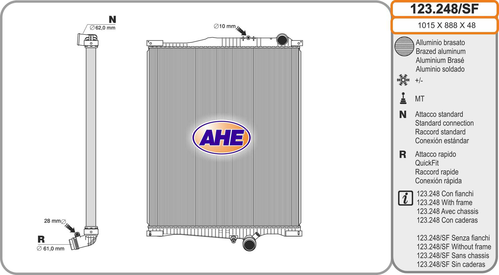 Radiator, racire motor 123.248/SF AHE