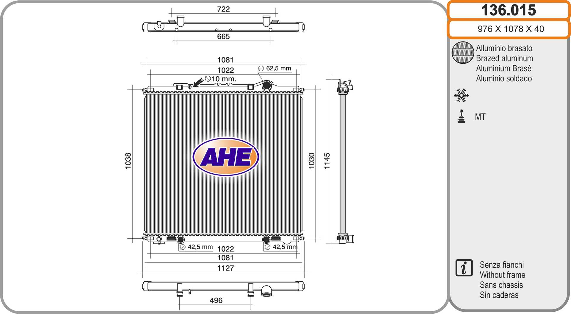 Radiator, racire motor 136.015 AHE