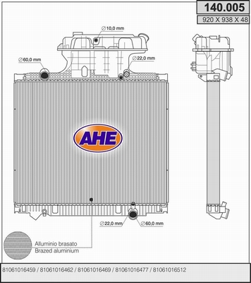 Radiator, racire motor 140.005 AHE