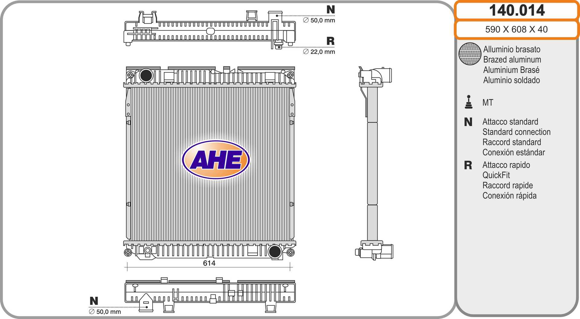 Radiator, racire motor 140.014 AHE
