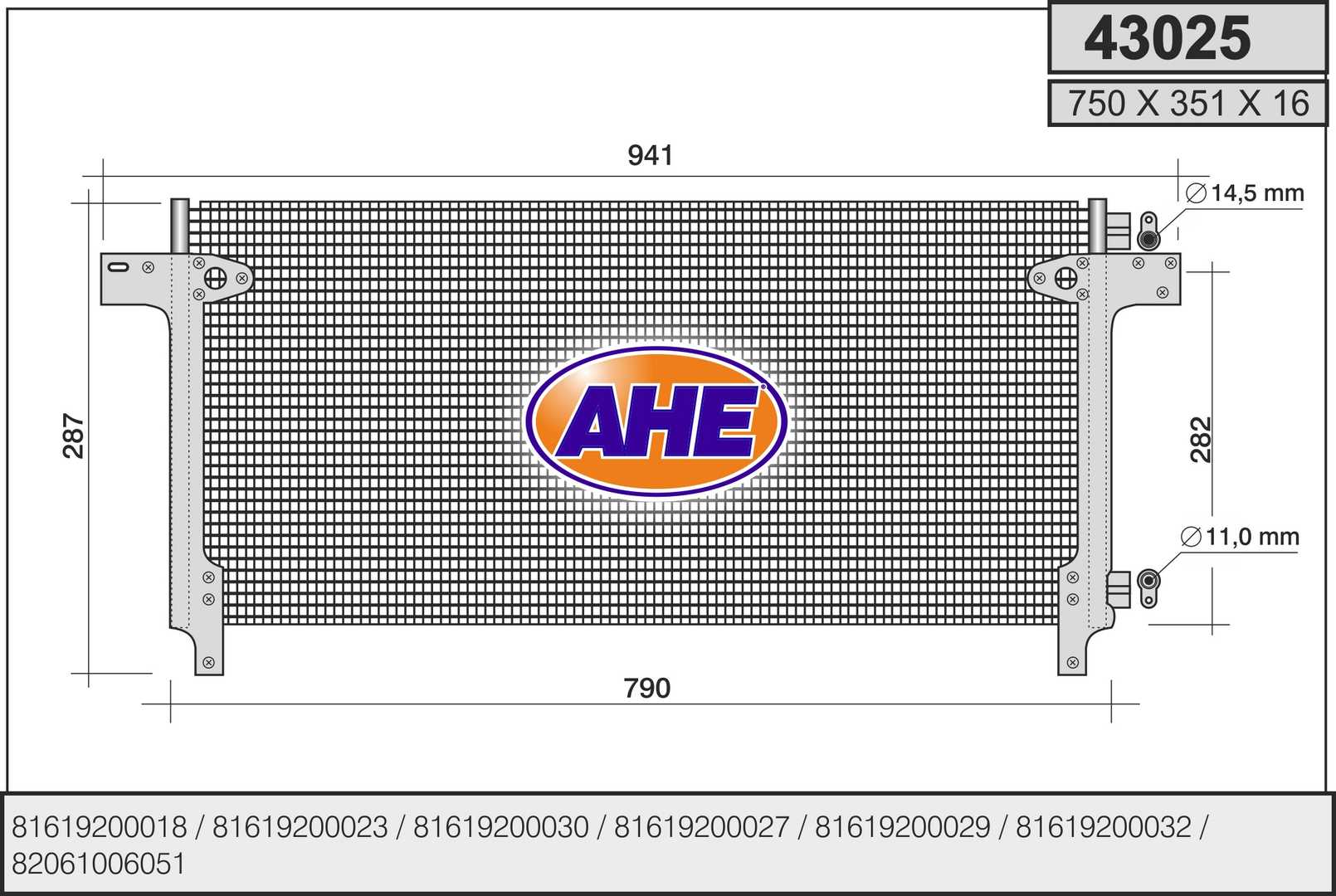 Condensator, climatizare 43025 AHE