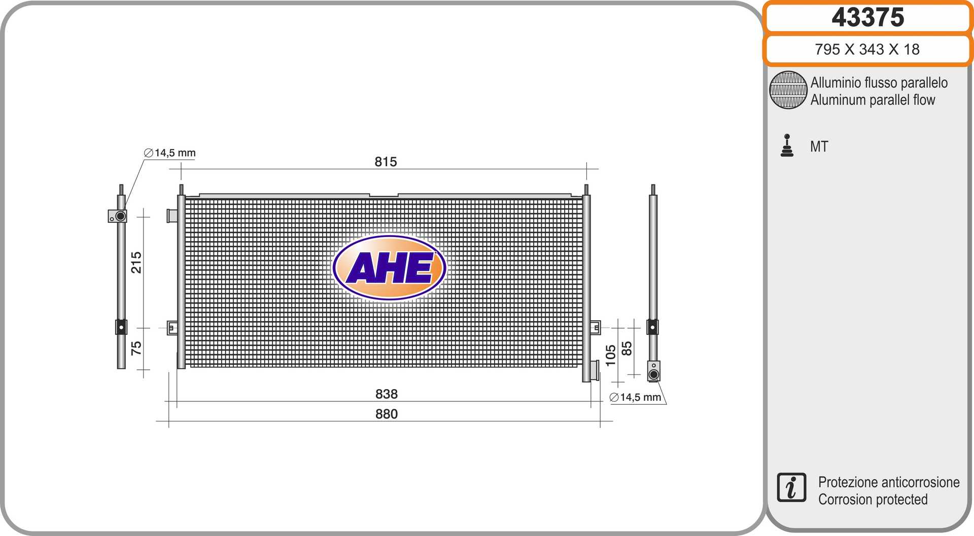 Condensator, climatizare 43375 AHE