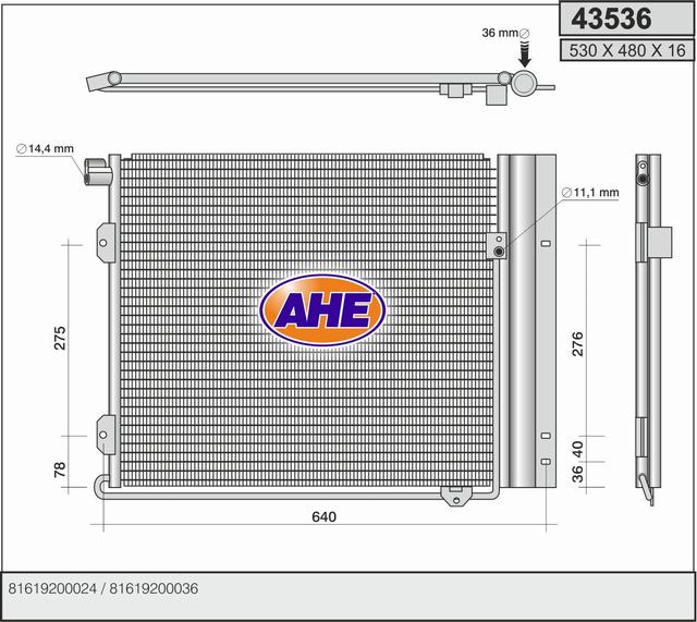 Condensator, climatizare 43536 AHE