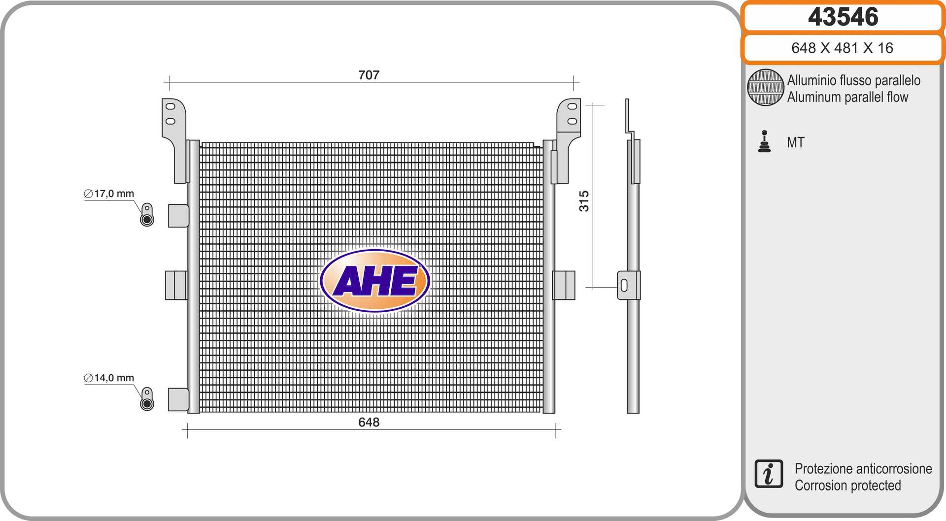 Condensator, climatizare 43546 AHE