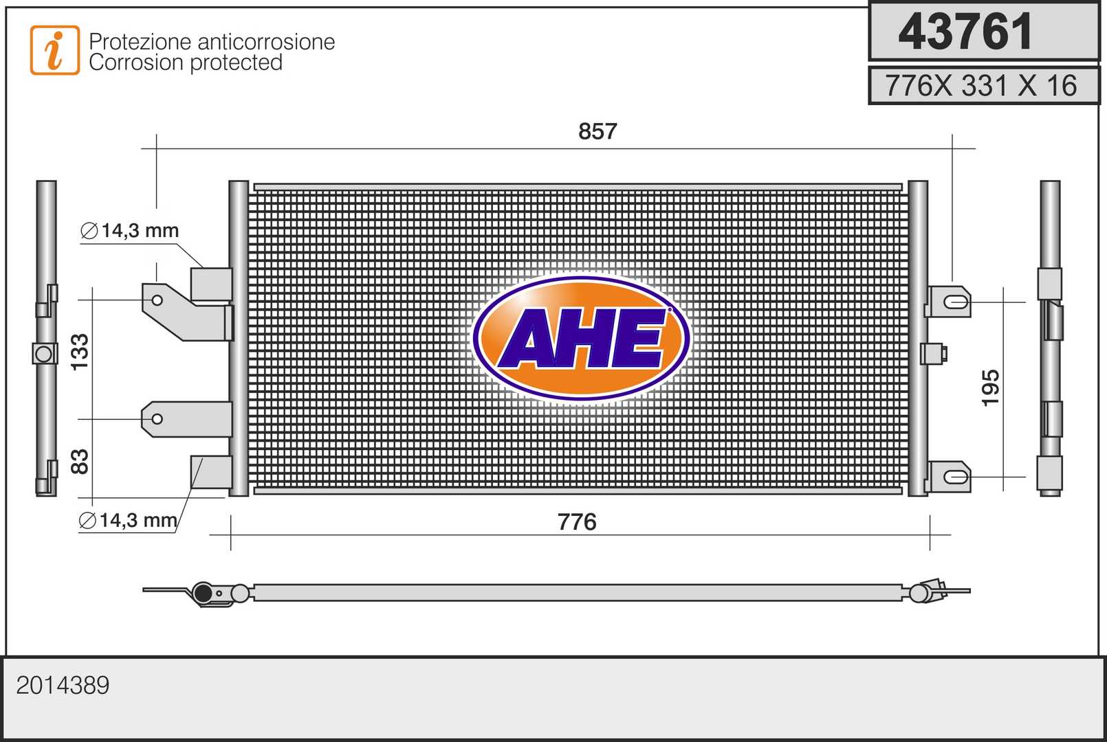 Condensator, climatizare 43761 AHE