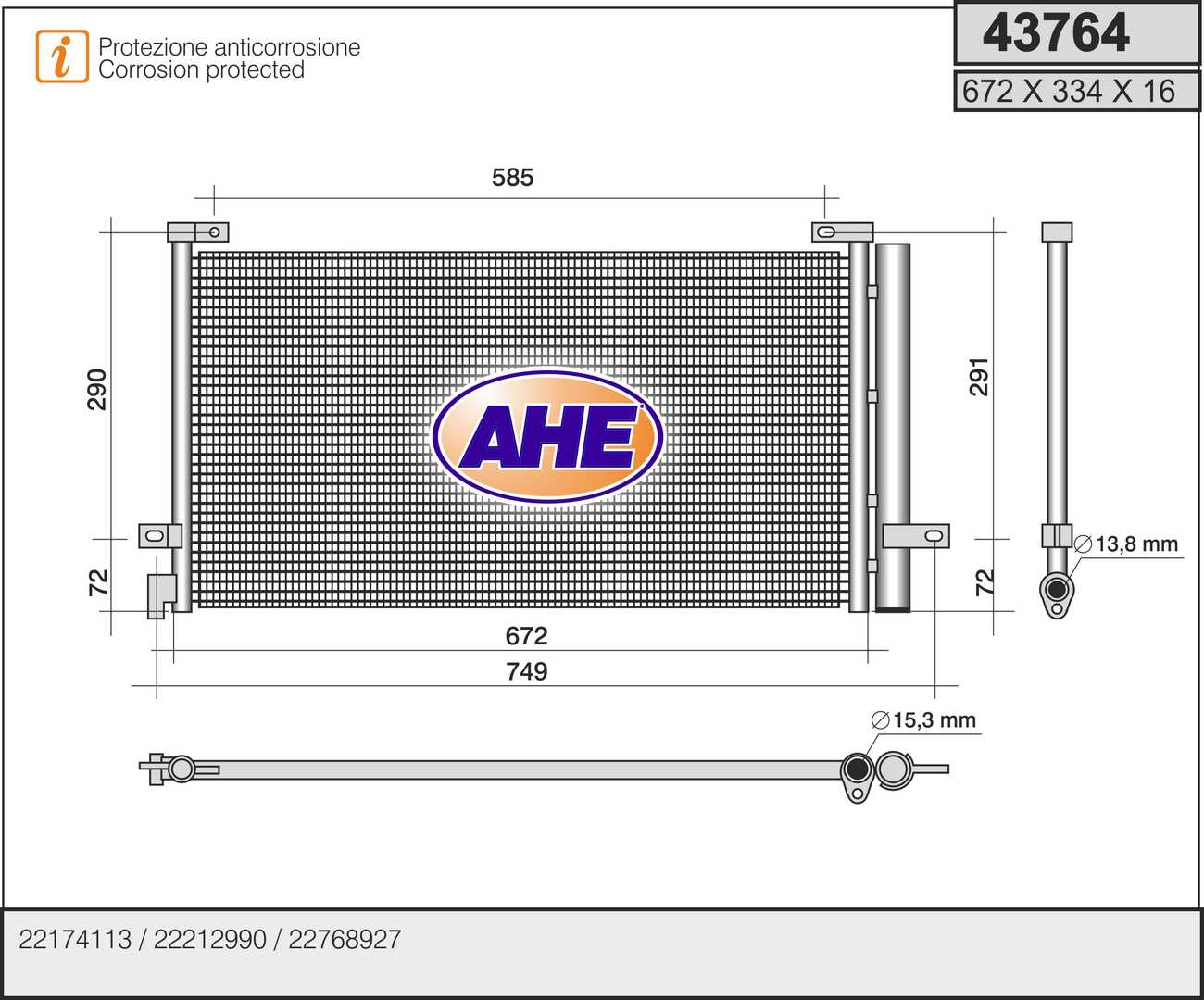 Condensator, climatizare 43764 AHE